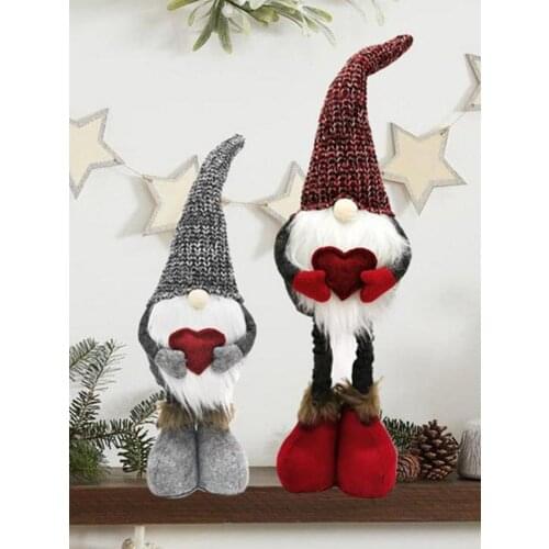 Christmas Santa Gnome Plush Doll Handmade Scandinavian Tomte Nordic Swedish Christmas Elf Dwarf for Children Gift Party Props