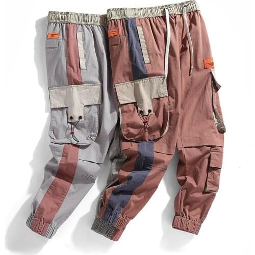 2020 New Mens Multi Pockets Cargo Harem Pants Hip Hop Casual Joggers Trousers Harajuku Streetwear Pants LBZ210