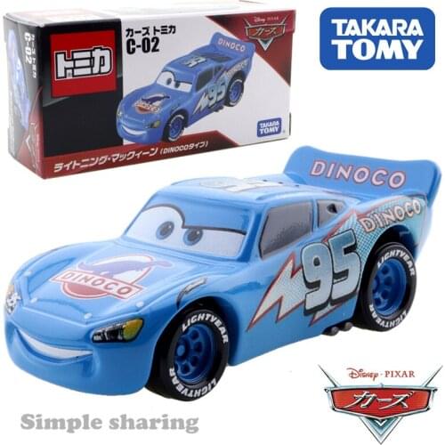 Takara Tomy Disney Pixar Cars Tomica C-02 Lightning McQueen DINOCO Type Hot Pop Kids Toys Motor Vehicle Diecast Metal Model