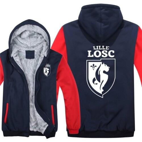 Euro Club Lille Hoodies Fashion Jacket Winter Men Thick Lille Sweatshirts Wool Liner Man Coat