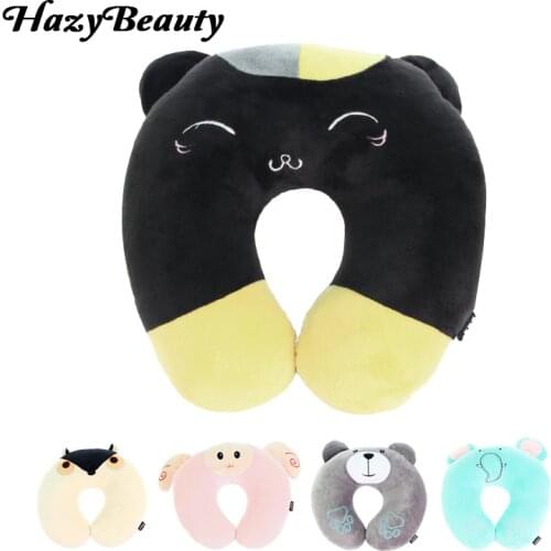 Lovely Animal U Shape Neck Pillow Car Head Rest Neck Pillow Cushion Pillows Travel Home Office Accessory