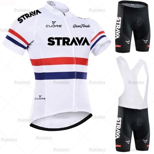 STRAVA Cycling Set Summer MTB Anti-UV Cycling Wear Bicycle Team Uniform Clothes Cycling Jersey Set With 5D Gel Pad Bib Shorts