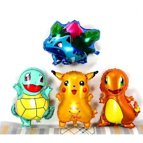 Pokemon Foil Balloons Cute Cartoon Pikachu Pocket Elf Charmander Big Birthday Ballon Aluminum Film Globos Children Party Decor