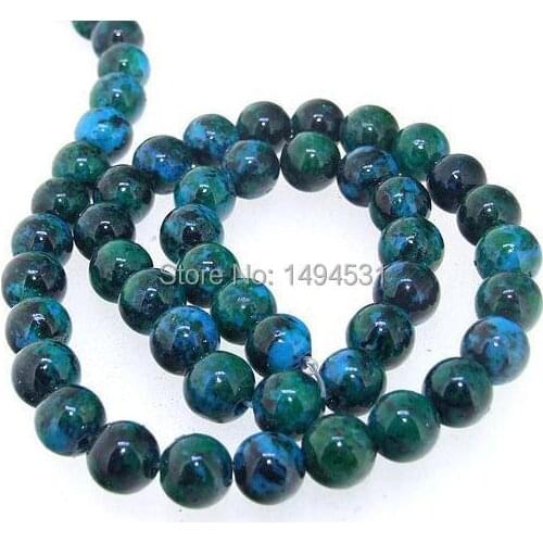 Hig- Quality Round Azurite Chrysocolla Stone Round Gem Beads 8mm Blue Green Beads Full Strand 15inch