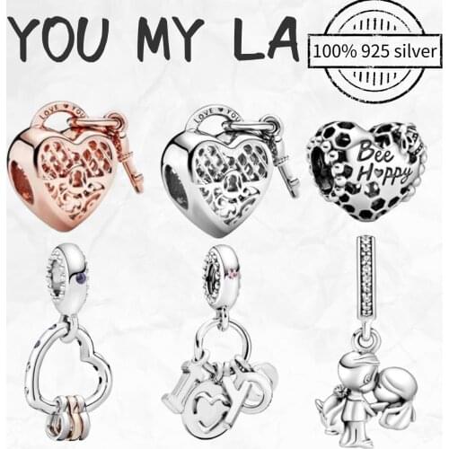 Original 100% 925 Sterling Silver Charm Bead Pendant Fit Pando Necklaces Bracelet Women DIY Fine Jewelry