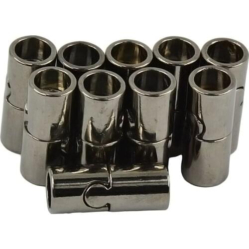 10 Sets Jet Leather Glue In 7 mm Tube Barrel Magnetic Slide Clasp DIY Jewelry Making Findings Crafts
