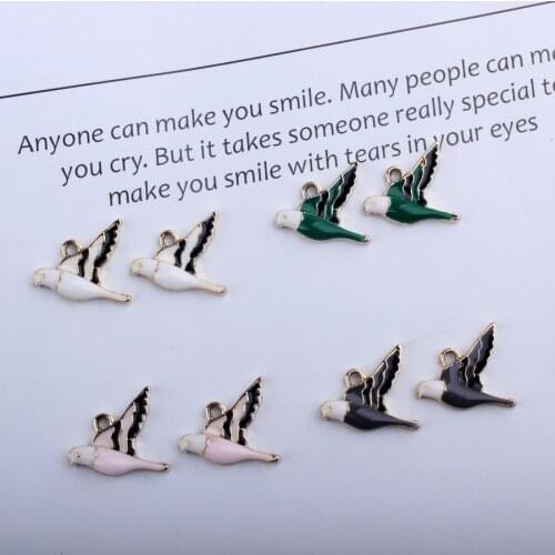 10pcs Handmade DIY Enamel Peace Dove Dangle Charms For Bracelet Metal Bird Pigeon Pendants Earring Necklace Jewelry Making