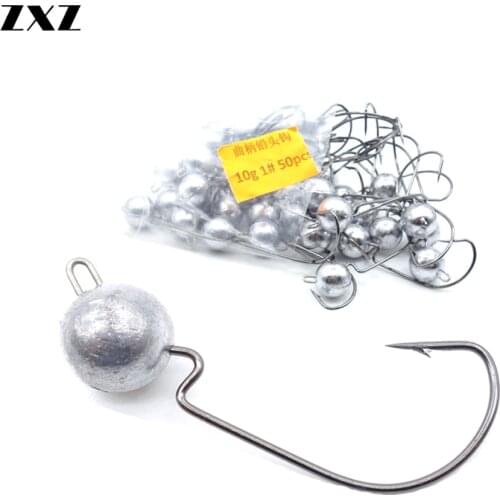100Pcs High Carbon Steel Fishing Crank Jig Lead Head Hook Deep Water Bullet for Soft Worm Lure Bait Texas Carp Fish Accessories
