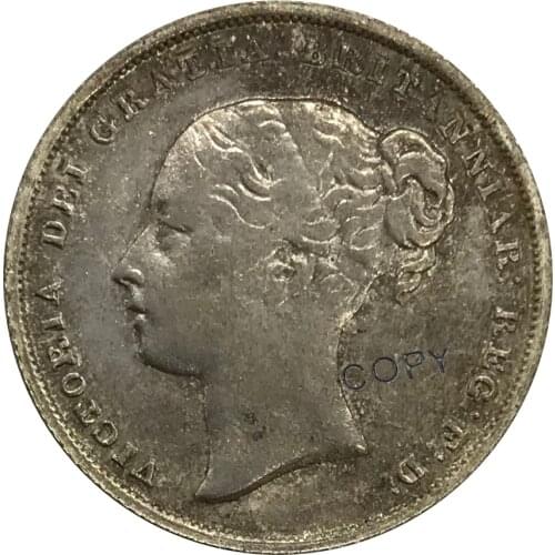 1838 United Kingdom 1 One Shilling Victoria 1st portrait Young head Cupronickel Plated Silver Collectibles Copy Coin