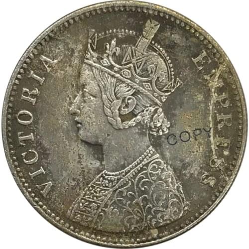 1877 India 1 One Rupee Victoria Cupronickel Plated Silver Collectibles Copy Coins