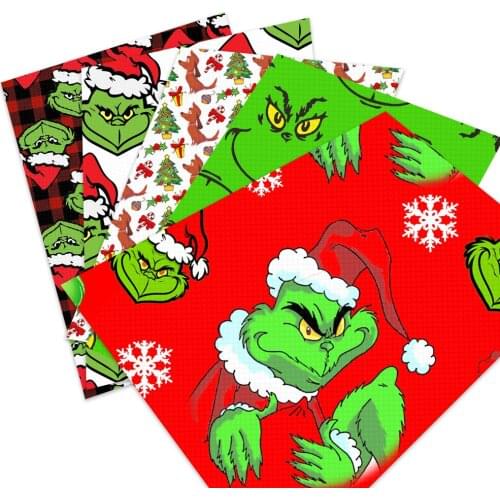 20*33cm Cartoon Christmas Gift Litchi Faux Synthetic Leather For Bows Decoration Gift Crafts DIY Material Accessory,1Yc19242