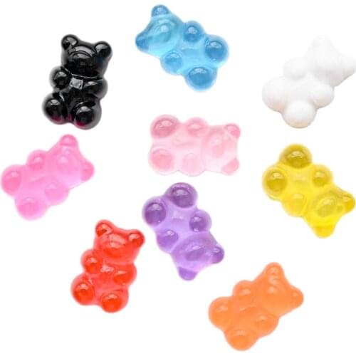 20Pcs/Bag Kawaii Gummy Bear For Nail Art 12*18mm Flatback Glue on Candy Color Nial Decorations Tips Art Resin Bear Charms h