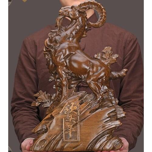 25/5000 Imitation wood carving bellwether decoration piece fortune sheep zodiac company front desk decoration leadership offic