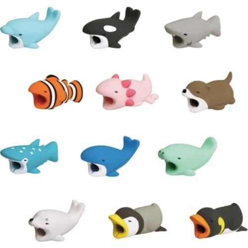 3pcs kawaii Cable Animal iphone Protector Shaped Winder Dog Bite Phone Accessory Prank Toy Funny