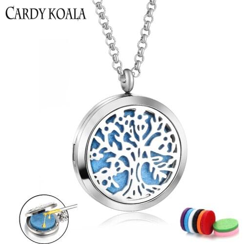 316 high-end stainless steel magnet essential oil perfume aroma tree of life pendant box necklace