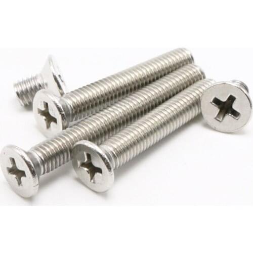 #4-40 Phillips Flat Head Machine Screws Stainless Steel Full Thread PK 100