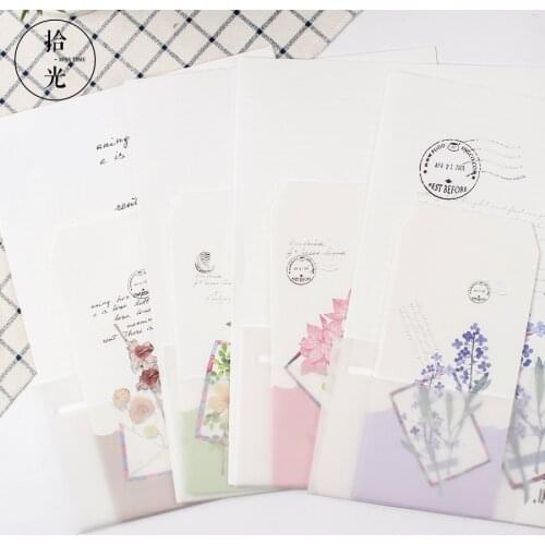 9 Pcs/Set 3 Envelopes+6 Letter Papers Bright Flowers Letter Envelope Set Gift Korean Stationery