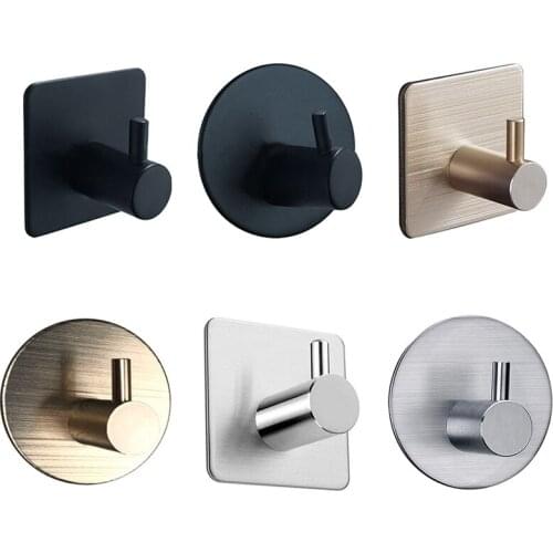 Bathroom Accessories Wall Hook Stainless Steel 3M Sticker Adhesive Clothes Coat Hat Hanger Bathroom Stainless Towel Hook 5*5*4cm