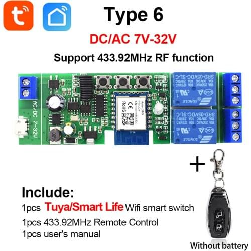2CH Tuya Wireless Switch, WiFi Switch Module, Smart Life APP, DIY Smart Home, Garage Door Opener, Work With Alexa Google Home