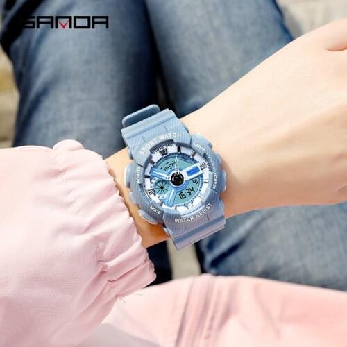 BASID New Design Women Watches Sports Dual Display Waterproof Analog Digital Wrist Watch Ladies Clock Female Top Brand Luxury