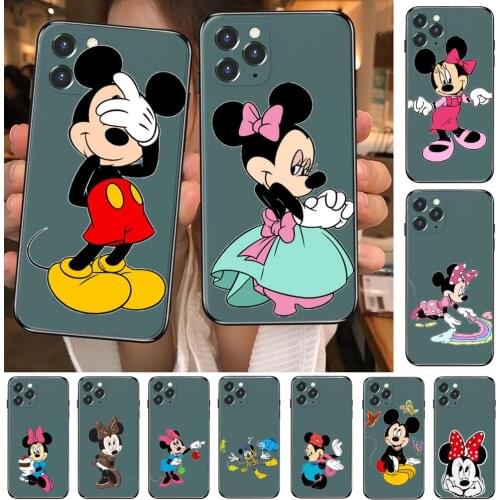 Rainbow Minnie Mouse Anime Phone Case cover For iphone 12 Pro Max 11 8 7 6 S XR PLUS X XS SE 2020 mini cell shell Army green