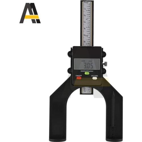 Digital Depth Gauge Tread Depth Gauge LCD Magnetic Self Standing Aperture 80mm Woodworking Ruler Table Saw Height Ruler Hand DIY