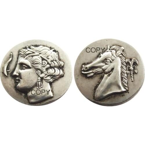 G(22)SICULO-PUNIC,Carthage,310 BC Tetradrachm Arethusa Silver Plated Copy Coin