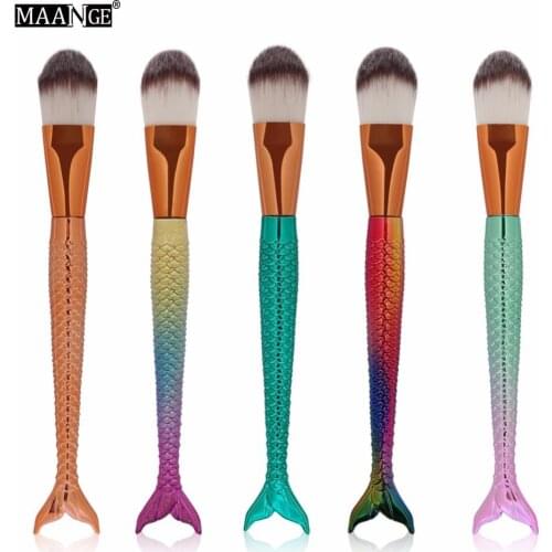 Foundation Brush 1Pcs Mermaid Soft Power Fast Easily Makeup Brush Essential Cosmetic Beauty Tool High Quality Low Price gift