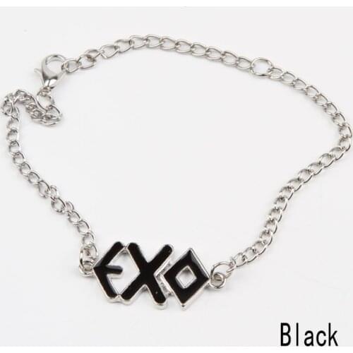 Hot Sale Chain Bracelet Cuff Bangles Lovers Bracelets Black White EXO Fans Charming Jewelry Accessories Gift For Men Women