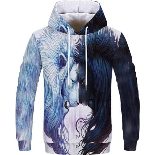 Mens Super Dalian Hoodie 3D Printing Liger Pattern Autumn and Winter Hot Sale Mens and Womens Sports Long Sleeve Hoodie