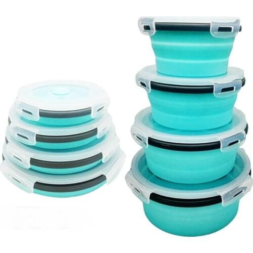 Silicone Lunch Box Set Stackable Bento Food Prep Container Foldable Lunchbox Microwave Dinner Storage Containers Leakproof Fresh
