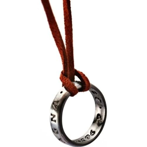 New Cool Leather Necklace Cord Ring Pendant Ribbon Chain Jewelry