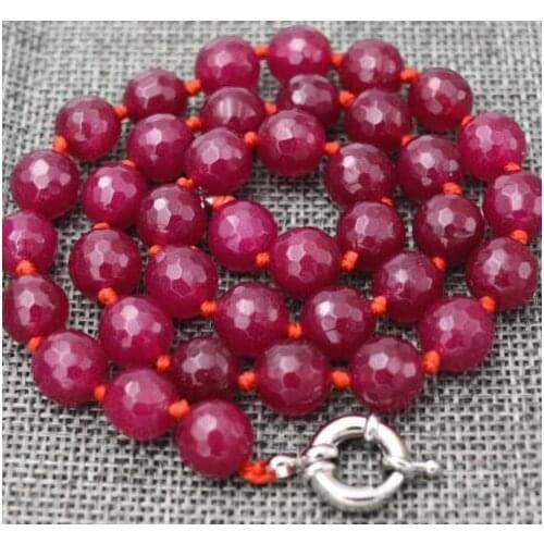 New 10mm Faceted Red stone Beads jewelry Necklace 17"