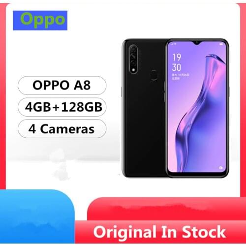 Original Oppo A8 4G LTE Mobile Phone Helio P35 Octa Core Android 9.0 6.5" IPS 1600X720 6GB RAM 128GB ROM 4 Cameras Fingerprint
