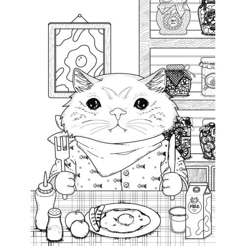 AZSG Cute cat eat Breakfast Clear Stamps For DIY Scrapbooking Decorative Card Making Crafts Fun Decoration Supplies 10*15cm