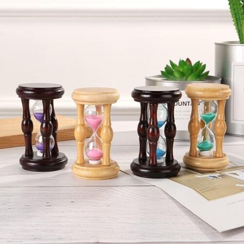 Retro Nostalgic Round Wooden Frame Color Quicksand Timer Creative Mini Safety Anti Falling Hourglass Decoration Gift