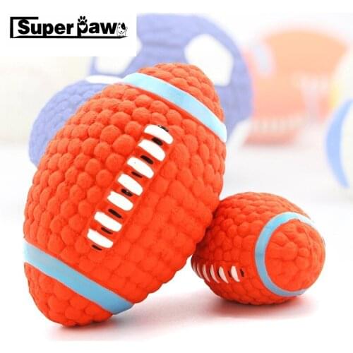 Rubber Dog Squeaky Toys Rugby Football Volleyball Chew Toy for Small Medium Large Dogs Outdoor Pet Training Pets Products LCT04
