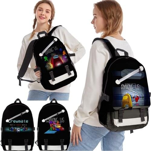 Among of Us Boys Girl Schoolbag Multifunction USB Charging Fashion Backpack Casual Travel Waterproof Game Men Kid Bookbag