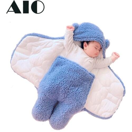 0-6 Months Newborn Baby Sleeping Bag Ultra-Soft Fluffy Fleece Baby Wrap Blankets Infant Boys Girls Winter Cute Swaddle Blanket