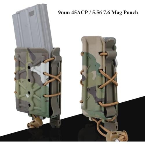Military Molle Magazine Pouch Soft Shell Pistol Mag Pouch 9mm 45ACP/5.56 7.62 Molle Belt Fast Attach Carrier Magazine Holder