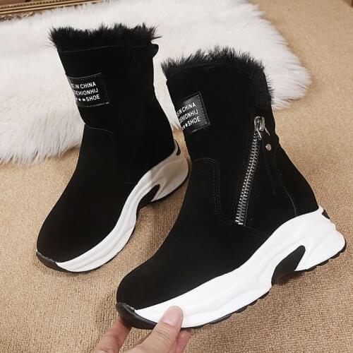 Womens Winter Boots 2121 New Zipper Snow Boots for Women Suede Platform Ankle Boots Ladies Casual Warm Plush Woman Boots