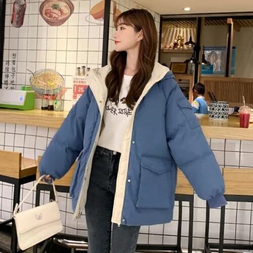 Womens Coat 2021 New Down Winter Coats Korean Version Of Loose Winter Zipper Mid-Length Outwear Thickened Hooded Jacket Female