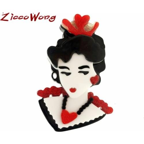 ZiccoWong New Fashion Acrylic Red Crown Girl Brooch Pins For Women Elegant Princess Brooch Dress Party Jewelry Gift
