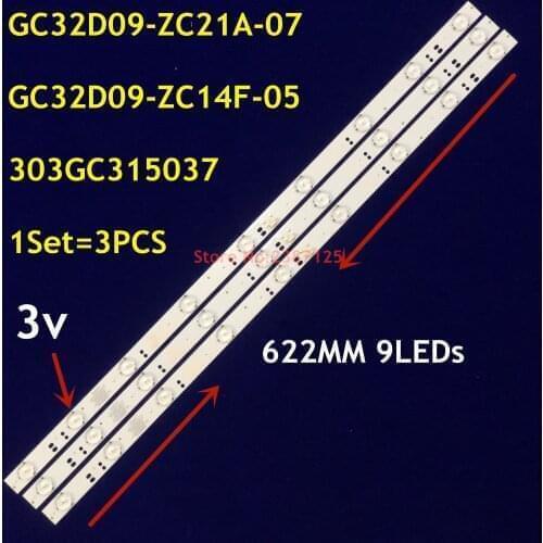 1Set=3pcs 622MM LED Backlight 9 lamps GC32D09-ZC14F-05 303GC315037 For Phi lips 32inch 321E5Q 32PHF3056/T3 D3216H 32PFF3058/T3