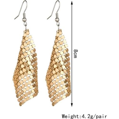 1 Pair Trendy Metal Colorful Sequined Tassel Earrings Creative New Square Geometry Long Earrings