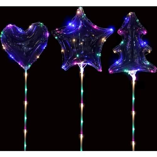 10Pcs 20Inch led balloon heart Star Tree luminous globos balloons helium Ballon birthday party decorations kids decorations