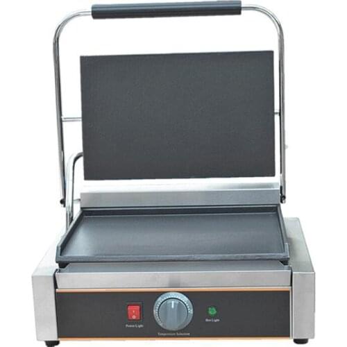 220V Commercial Electric Contact Grill(Full Flat) Fried Meat Steak Machine Commercial Sandwich Machine Single Plate Cooker