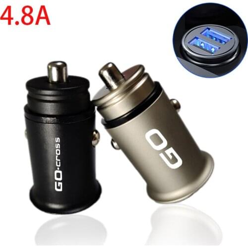 4.8A Metal Dual USB Phone Charger Car Charger Mobile Phone Adapter For Datsun GO I GO+ I mi-DO on-DO redi-GO Go-Cross Stickers
