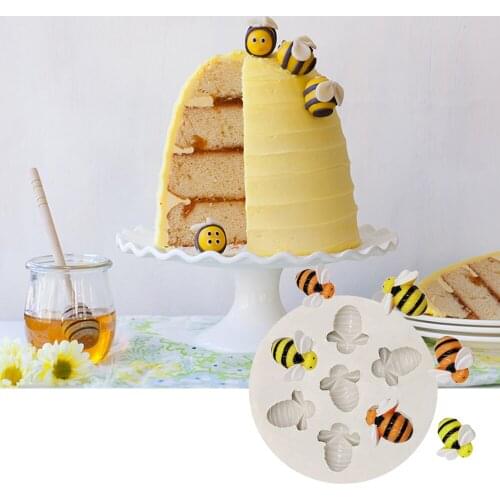 7 Cavities Bees 3D Silicone Molds Ice Cube Tray Mold Soap Candle Moulds Sugar Craft Tools Chocolate Mould Mini Ice Cream Forms