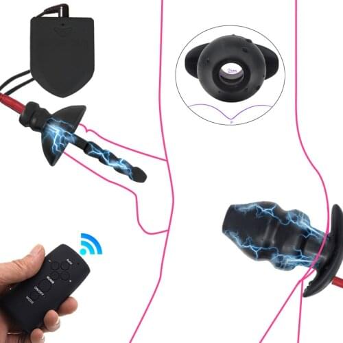 Electro Shock Hollow Butt Plug Anal Dilator Prostate Shock Vibrator Urethral E-stim Penis Anus Masturbator Male Chastity Sex Toy